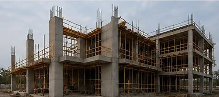 Estructura de concreto armado en proceso de construcción