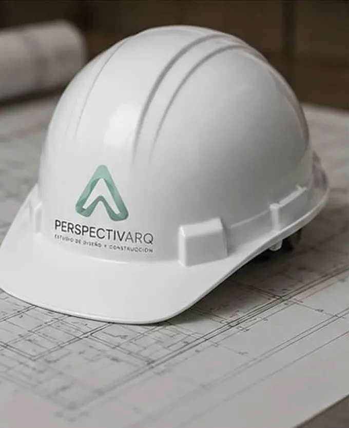 Casco de obra sobre planos estructurales